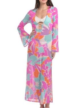 TRINA TURK Amalfi Mesh Cover-up Maxi Dress size large NEW